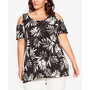 Plus Size Claire Cold Shoulder Print Tunic Top