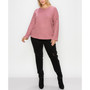 Plus Size Brushed Waffle Crew Button Long Sleeve Top