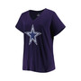 Women's Branded Dak Prescott Navy Dallas Cowboys Plus Size Player Name and Number Logo V-Neck T-shirt