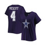 Women's Branded Dak Prescott Navy Dallas Cowboys Plus Size Player Name and Number Logo V-Neck T-shirt