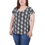Plus Size Short Extended Sleeve Zip Top