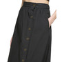 Women's Solid Button-Front Cotton Poplin Midi Skirt