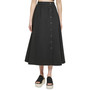 Women's Solid Button-Front Cotton Poplin Midi Skirt
