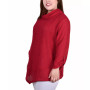 Plus Size Long Roll Tab Sleeve Nubby Cowl Neck Top