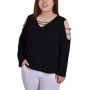 Plus Size Long Sleeves Cold Shoulder Top
