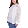 Plus Size Knit Crepe Top with Long Lace Balloon Sleeves