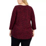 Plus Size 3/4 Sleeve Serena Abstract-Print Top, Created for Macy's