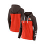 Women's Branded Brown, Orange Cleveland Browns Take The Field Color Block Full-Zip Hoodie