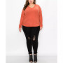 Plus Size Cozy Rib V-neck Dolman Top
