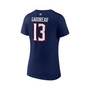 Women's Branded Johnny Gaudreau Navy Columbus Blue Jackets Authentic Stack Name and Number V-Neck T-shirt