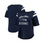 Women's Navy Seattle Seahawks Plus Size Curve Touchdown Half-Sleeve T-shirt