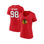 Women's Branded Connor Bedard Red Chicago Blackhawks 2023 NHL Draft Authentic Stack Player Name and Number V-Neck T-shirt