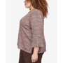 Plus Size Autumn Weekend Space Dye Stripe Flutter Sleeve Top