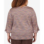 Plus Size Autumn Weekend Space Dye Stripe Flutter Sleeve Top