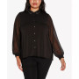 Black Label Plus Size Pleated Back Embellished Top