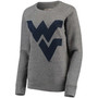 Women's Heathered Gray West Virginia Mountaineers Big Team Logo Knobi Fleece Tri-Blend Crew Neck Sweatshirt