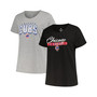 Women's Black, Heather Gray Chicago Cubs Plus Size T-shirt Combo Pack