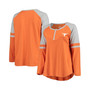 Women's Texas Orange and Heathered Gray Texas Longhorns Plus Size Henley Raglan Long Sleeve T-shirt