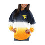 Women's Navy West Virginia Mountaineers Ombre Long Sleeve Dip-Dyed T-shirt