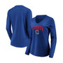 Women's Royal Chicago Cubs Core Team Lockup Long Sleeve V-Neck T-shirt