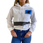 Women's White Carolina Panthers Crop Dolman Pullover Hoodie