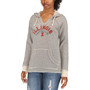 Women's Cream Illinois Fighting Illini Striped French Terry V-Neck Hoodie