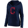 Plus Size Navy Cleveland Indians Core Team Crossover V-Neck Pullover Hoodie