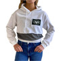 Women's White New York Jets Crop Pullover Hoodie