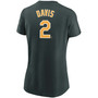 Women's Khris Davis Green Oakland Athletics Name Number T-shirt