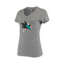 Women's Branded Heathered Gray San Jose Sharks Distressed Logo Tri-Blend V-Neck T-shirt