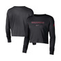 Women's Black Arkansas Razorbacks 2-Hit Cropped Long Sleeve Logo T-shirt