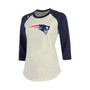 Women's Threads Mac Jones Cream, Navy New England Patriots Player Name and Number Raglan 3/4-Sleeve T-shirt
