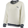 Women's Cream, Navy Seattle Seahawks Granite Knit Pullover Sweatshirt