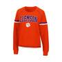 Women's Orange Clemson Tigers Sweep Pass Sleeve Stripe Raglan Pullover Sweatshirt