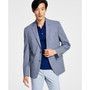 Men's Classic-Fit UltraFlex Stretch Grey & Blue Mini Check Sport Coat