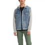 Men's Hybrid Hoodie Non-Stretch Denim Trucker Jacket