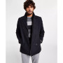 Men's Double Breasted Wool Blend Peacoat with Bib