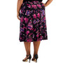 Plus Size Pull-On Printed Knit Midi Skirt