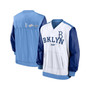 Men's White, Light Blue Los Angeles Dodgers Rewind Warmup V-Neck Pullover Jacket