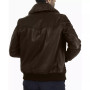 Men's Removable-Collar Leather Bomber Jacket