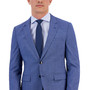 Men's Modern-Fit Stretch Mid Blue Micro-Houndstooth Wool Suit Jacket