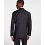 Men's Classic-Fit Wool Stretch Charcoal/Brown Plaid Suit Jacket
