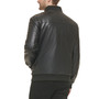 Men's Faux-Leather Bomber Jacket with Rib-Knit Trim