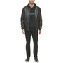 Men's Faux-Leather Bomber Jacket with Rib-Knit Trim