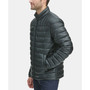 Men's Quilted Faux Leather Puffer Jacket