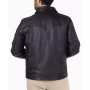 Men's Classic Leather Snap-Front Trucker Jacket