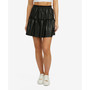 Women's Smocked Waist Faux Leather 2 Tier Mini Skirt