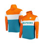 Men's Aqua Miami Dolphins Big and Tall Throwback Colorblock Raglan Pullover Hoodie
