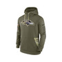 Men's Olive Baltimore Ravens 2022 Salute to Service Therma Performance Pullover Hoodie
