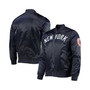 Men's Navy New York Yankees Wordmark Satin Full-Snap Jacket